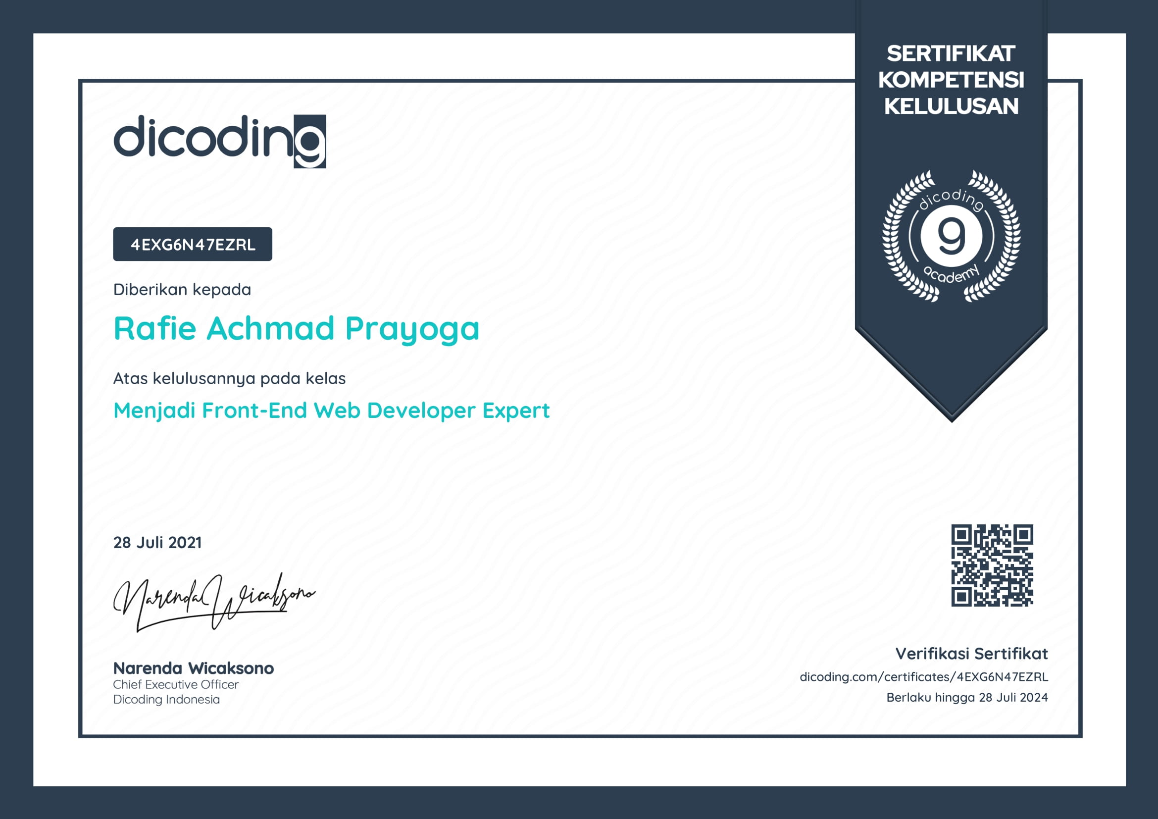 Frontend Expert Certificate
